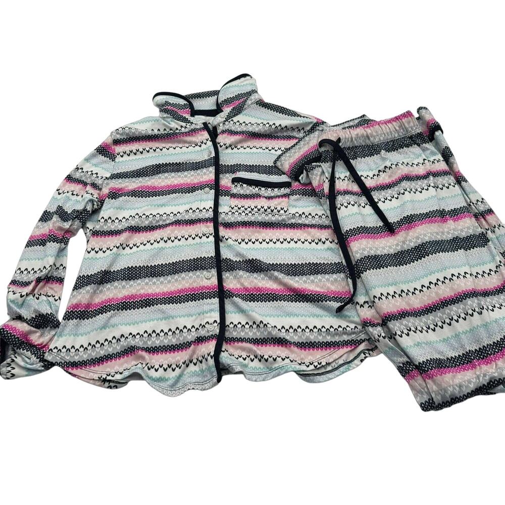 JANE AND BLEEKER Women's‎ Small pajama pjs lounge set buttons long sleeves pink